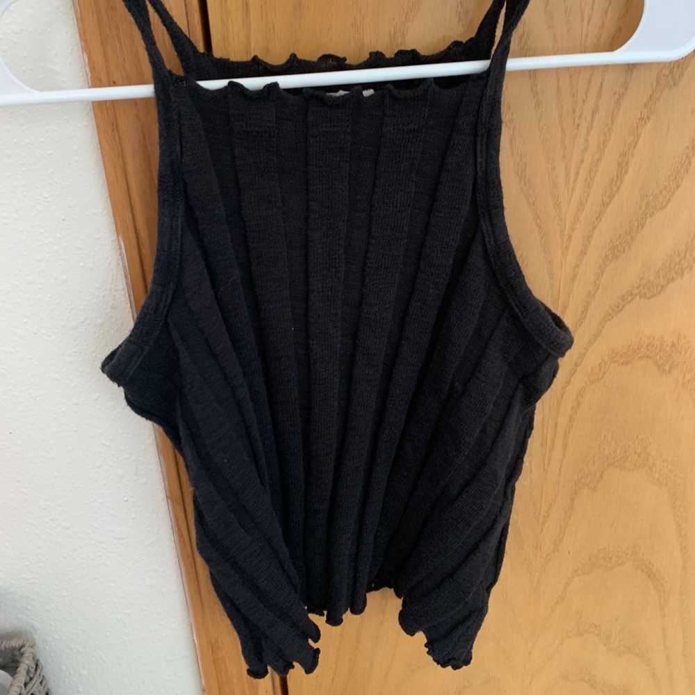 Anthropology black ribbed tank top
